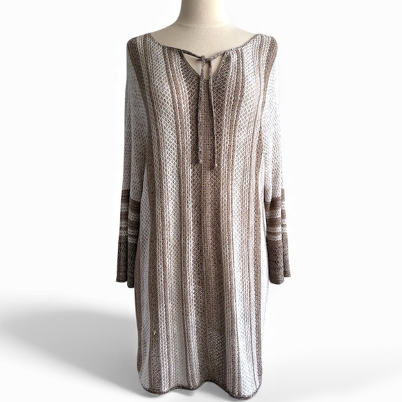 Sweaters - Christopher & Banks Knit Sweater Tunic Stripe XL Brown